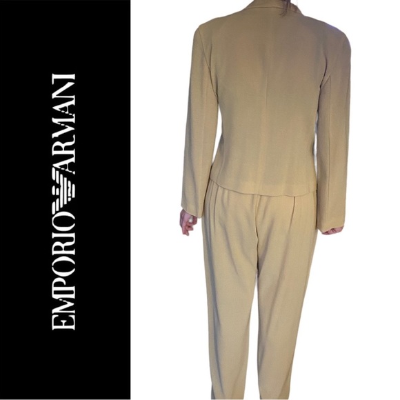 Emporio Armani yellowish/Beige Gold Pant Suit Size 42 Italian 100% Virgin wool - Picture 3 of 8